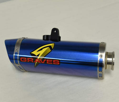 Graves Motorsports Titanium EleckTricK bLUE Cat-Back Slip-on Exhaust - Yamaha R6