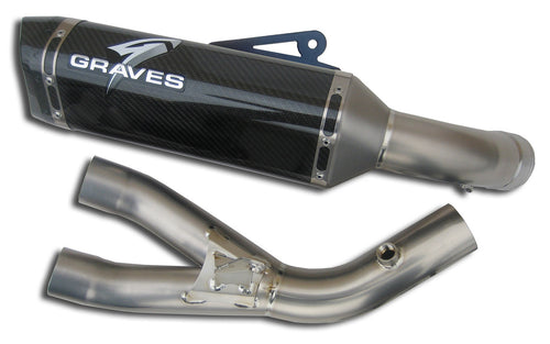 Graves Motorsports 2015+ Yamaha R1 Carbon Fiber Cat Eliminator Exhaust System